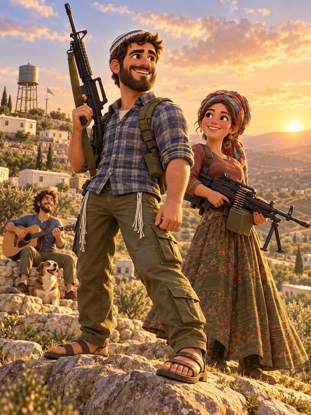 לוחם ממחנה הדתיים במשחק 60:60 — מלחמת הבחירות, עם כיפה סרוגה וחולצה משובצת